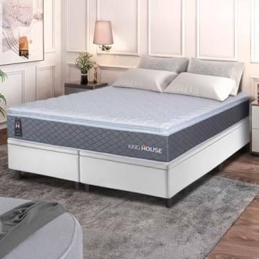 Imagem de Conjunto Box Baú Branco Argel Cinza Espuma D33 Queen 158x198x74 - King House