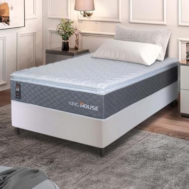 Imagem de Conjunto Box Branco Argel Cinza Espuma D33 Solteiro 88x188x67 - King House