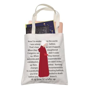 Imagem de LEVLO Sacola de compras feminista de ficção distópica Pro Choice, é hora de acordar, bolsa de viagem, presente inspirado nos direitos das mulheres, Now I'm Awake, Medium