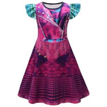 Imagem de AOVCLKID Fantasia De Princesa Mal Para Meninas, Descendentes 3, Vestido Festa Aniversário, Halloween, Trajes Cosplay (5T, Roxo)