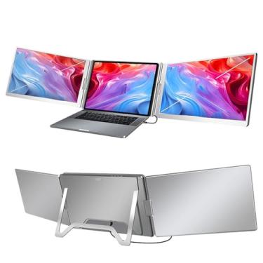 Imagem de Asixxsix 15.6 Extender de Tela de Laptop Triplo, FHD 1080p 360 ° Rotação Monitor Portátil Ajustável Com Plugue de Unidade Flash USB e Reproduzir Dsiplay para Laptops de 12 a 18,5
