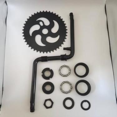 Imagem de ZZRSDAN Kit de manivela preta de 170 mm, peça única, roda dentada de 44T, 5 cm de largura, para motor de 2 tempos, bicicleta motorizada a gás 48cc/66cc/80cc