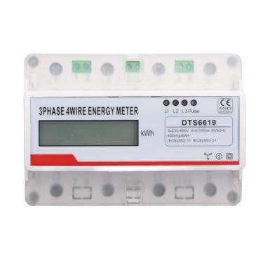 Imagem de 3 Fase 4 Medidor de energia do fio KWH Monitor LCD Visor de 35 mm Montante de eletricide para uso comercial Industrial Retardor de chama PC 126x91x78mm