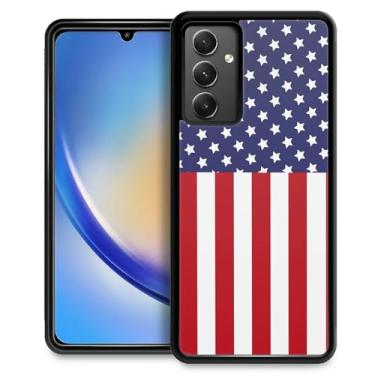 Imagem de Punmada Compatível com Samsung Galaxy A54 5G Capa para celular Creative Acrylic Painel traseiro Silicone Proteção Grip especialmente projetada para Samsung Galaxy A54 5G Bandeira Americana Azul