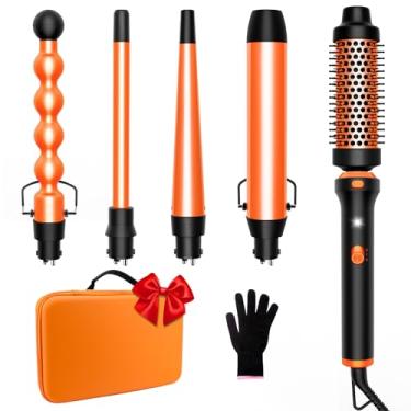 Imagem de Lanumi Conjunto De Modelador Cachos 5 Em 1, Incluindo Escova E 4 Modeladores Cerâmica Intercambiáveis (1,25 Cm A 3,25 Cm), Ondulado Dupla Voltagem Com Aquecimento Rápido, Presente Para Mulheres (Lar