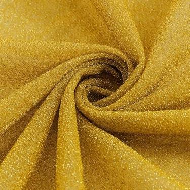 Imagem de YYCRAFT Tecido de malha brilhante/glittering Lurex Tecido Strech Shimmer and Shine 149.9 cm Wide by The Yard (2 jardas, ouro)