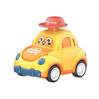 Imagem de Almencla Carro de brinquedo Push and Go, veículo de brinquedo infantil, carro de fricção de empurrar para bebês, desenho animado para crianças em idade, Amarelo