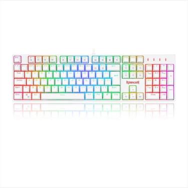 Imagem de Teclado Óptico Redragon Surara Pro Rgb Branco Switch Red