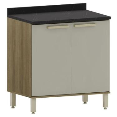 Imagem de Balcão de Cozinha Com Tampo 80cm Nádia Mocca/Avelã L01 - Mpozenato, Mo