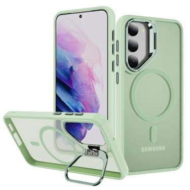 Imagem de Meifei Capa para Galaxy S23, capa magnética para Samsung S23 5G com suporte, capa protetora híbrida à prova de choque à prova de quedas para Galaxy S23 6,1 polegadas 2023 verde claro