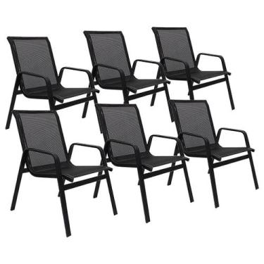 Imagem de Kit 6 Cadeiras Alumínio Piscina Lótus Tela Sling para Condomínio Casa 