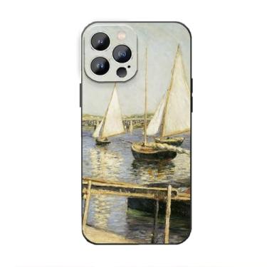 Imagem de Capa para iPhone 15 Pro à prova de choque, barcos à vela em Argenteuil Capa de telefone paisagem impressionista, famosa capa de impressão de belas artes