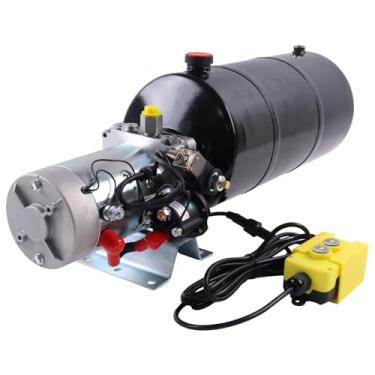 Imagem de Solarhome Unidade de energia hidráulica de ação única 12V DC 1,6 KW 2600PSI 1,1 GPM tanque de aço 12 litros (3 galões) com controle remoto 2,5 m flange longa com 4 furos através de 8 portas SAE