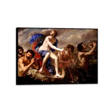 Imagem de Pôster Artemisia Gentileschi O Triunfo de Galatea Impressão em Tela Reproduções de Arte de Parede de Pinturas Famosas para Sala de Estar Quarto Decoração de Parede 70 x 50 cm Moldura Preta