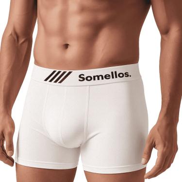 Imagem de Cueca Boxer Somellos Masculina Microfibra Premium Anatómica Confortável Azul, Branca e Preta