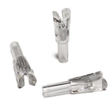 Imagem de 12 peças de flecha, diâmetro interno de 6,2 mm/0,624 cm Nocks de inserção de plástico para tiro com arco e flecha, tiro rápido - grosso (transparente)