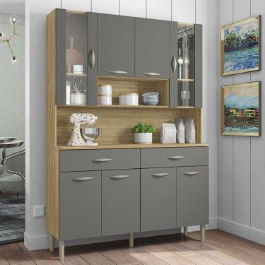 Imagem de Armário Cozinha Golden 8 Portas E 1 Gaveta Freijó/gris