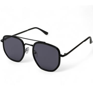 Imagem de ÓCULOS DE SOL SOLON GLASSES HEXAGONAL PRETO DE METAL COM PROTEÇÃO UV400 POLARIZADO + CASE RIGIDA + FLANELA + LIMPA LENTES