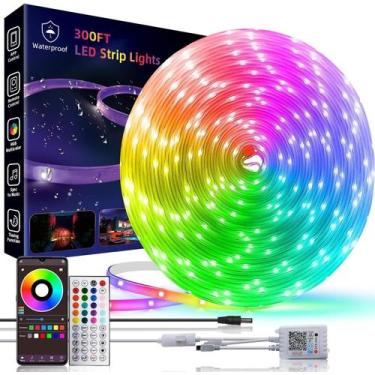 Imagem de Lâmpadas de LED para exteriores HBOWMDJIA 90m à prova d'água RGB