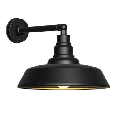 Imagem de Franing Luminária de celeiro grande de 53 cm com braço pescoço de ganso - Montagem de parede para luminária externa de fazenda, luminária de parede industrial externa, ótima para pátio e varanda