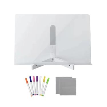 Imagem de Ioensy Quadro de notas LED para crianças, artesanato, rabiscos, quadro negro com suporte, 7 marcadores com cores, branco iluminado para casa, café, cozinha, M