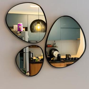 Imagem de Conjunto de Espelhos Decorativos – Vidro Orgânico com Estilo (Preto)