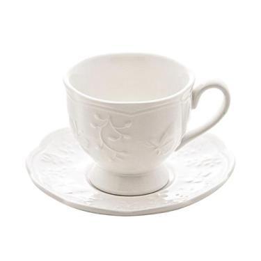 Imagem de Xícara de Chá de Porcelana Branca New Bone Butterfly Flower Lyor 200ml