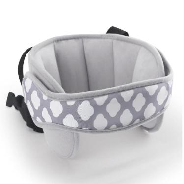 Imagem de Apoio De Cabeca Pescoco Faixa Ajustavel Protecao Bebe Crianca Almofada Viagem Carro Cinza