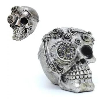 Imagem de 2 Crânio Caveira Robo Cyborg Estatua Resina Para Decoração - Br