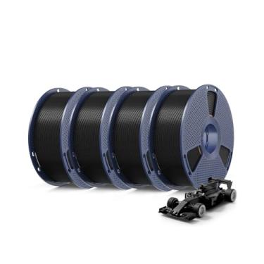 Imagem de SUNLU Pacote de filamentos para impressora 3D PLA+2.0 Upgrade 4 kg, filamento PLA Plus 2.0 1,75 mm, impressão de alta velocidade, mais forte que o filamento PLA+, 1 kg por carretel, 4 pacotes, preto