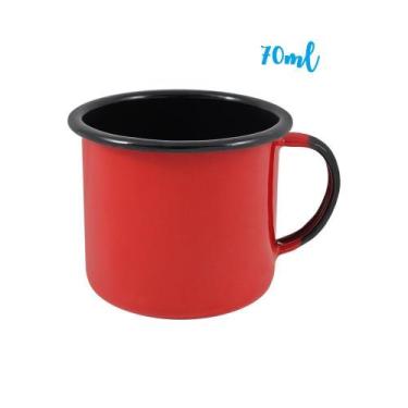 Imagem de Caneca Xícara Esmaltada Ágata 70ml Ewel Café Chá Colorida, Vermelho