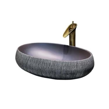 Imagem de YANIR-137 Bacia de pia de vaso de banheiro pias de banheiro vintage arte doméstica bancada de cerâmica lavatório de banheiro varanda pias ao ar livre lavatório acima do balcão pia de vaidade