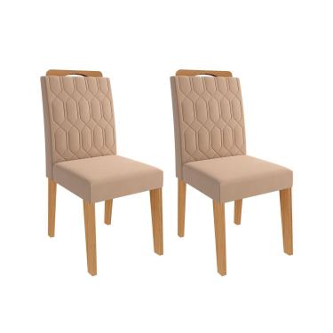 Imagem de Kit 2 Cadeiras Sala Jantar Paola Wood 2 Un Madeirado/Suede Nude Bege - Cimol