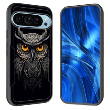 Imagem de JHYYTUJTYP Capa para Pixel 10 Pro XL, [Teste de queda de grau militar] Capa protetora resistente à prova de choque resistente para Google Pixel 10 Pro XL 6,8 polegadas 2025, linda coruja abstrata