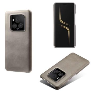 Imagem de Capa para Honor Magic 6 Ultimate,Proteção contra quedas,Casca de volta de cor sólida simples,Design de couro de imitação de plástico-Gray