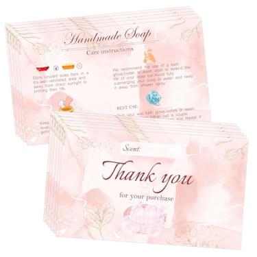 Imagem de 200 peças de cartões artesanais de cuidados com sabonete, instruções perfumadas, guia de limpeza de barra feminina de 5 x 9 cm para clientes fabricantes