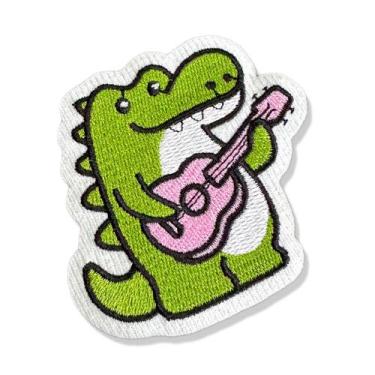Imagem de V0008-001 Dinossauro Violão Patch Bordado 6,8x6,8cm - BR44