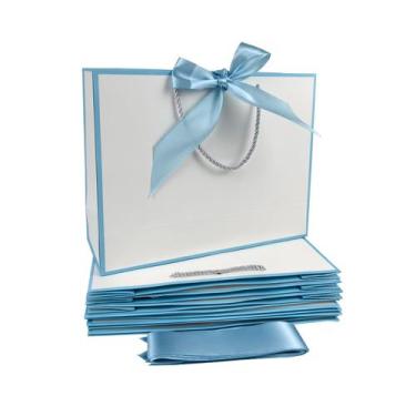 Imagem de Sacos de presente TKSBAG de tamanho médio com alças, 12 peças em azul 
