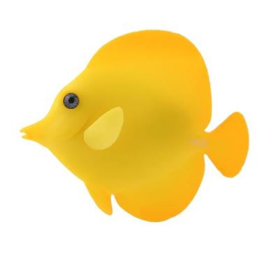 Imagem de Peixes artificiais de aquário, peixes tropicais falsos flutuantes de silicone, engraçados, luminosos, realistas, em movimento, com ventosa, ornamentos decorativos (amarelo)