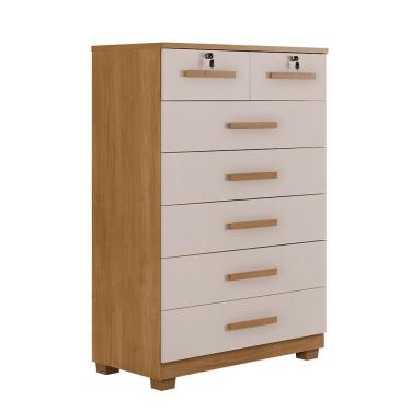 Imagem de Cômoda Com Chave 7 Gavetas New Barcelona Cinamomo Off White