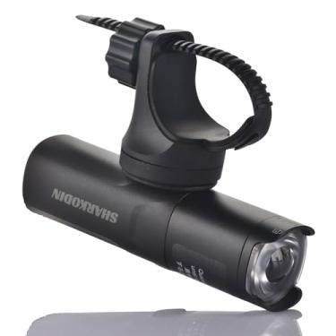Imagem de SHARKODIN M03-600 farol de bicicleta recarregável, lente rotativa antirreflexo para andar à noite para bicicleta dobrável MTB, cascalho de estrada, compatível com suporte Garmin/GoPro (600 lúmens