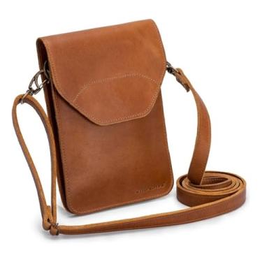 Imagem de Bolsa Carteira Couro Legitimo Documento/celular Crossbody(Marrom-claro)