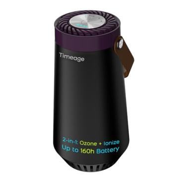 Imagem de Timeage Purificador de ar portátil para carro com ozônio e ionizador – Refrogerador compacto e recarregável para odores, fumaça, animais de estimação e viagens