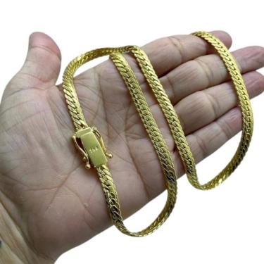 Imagem de Corrente Grumet Cubano 7Mm Fecho 750 Banhado A Ouro 18K