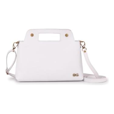 Imagem de Bolsa Feminina Transversal Branca Média 100% Couro Legítimo