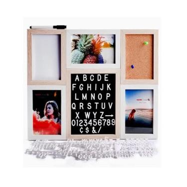 Imagem de Quadro Mdf Recados Alfanumérico Para 3 Fotos 10X15cm Avisos