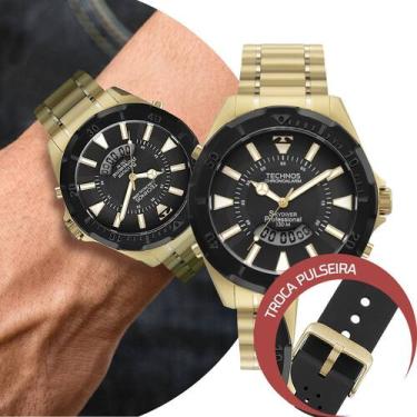 Imagem de Relógio Masculino Technos Skydiver Dourado e Preto Digital e Analógico