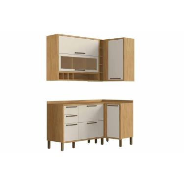 Imagem de Kit Cozinha Modulada 4 Peças Syrah (2Aéreos+2Balcões) C4P243 Amendoa/Off White - Ronipa