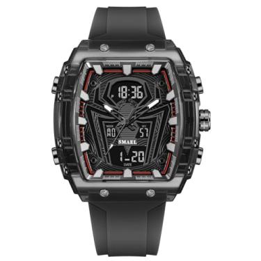 Imagem de Relógio de quartzo de luxo do Homem-Aranha, mostrador grande, digital, analógico, mostrador duplo, cronômetro, design punk, pulseira de silicone, relógio de pulso masculino, Preto, Relógio de pulso