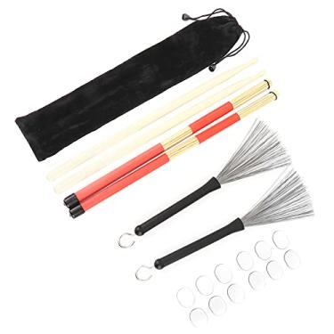 Imagem de Cryfokt Escova de Tambor, Kit de Pilão de Aço Em Aço de Borracha Completo e Textura Suficiente de Bambu Com Escova de Tambor para Crianças para o Workshop de Reparo Musical Musical (M02757
